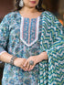 Women Plus Size Green Pure Cotton Kurta Set With Dupatta